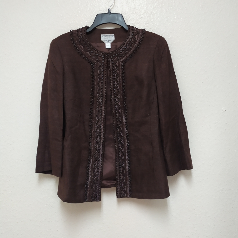EUC Talbots hand woven silk blazer